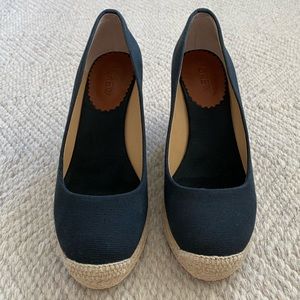 J.Crew Seville Espadrille Blk Wedges